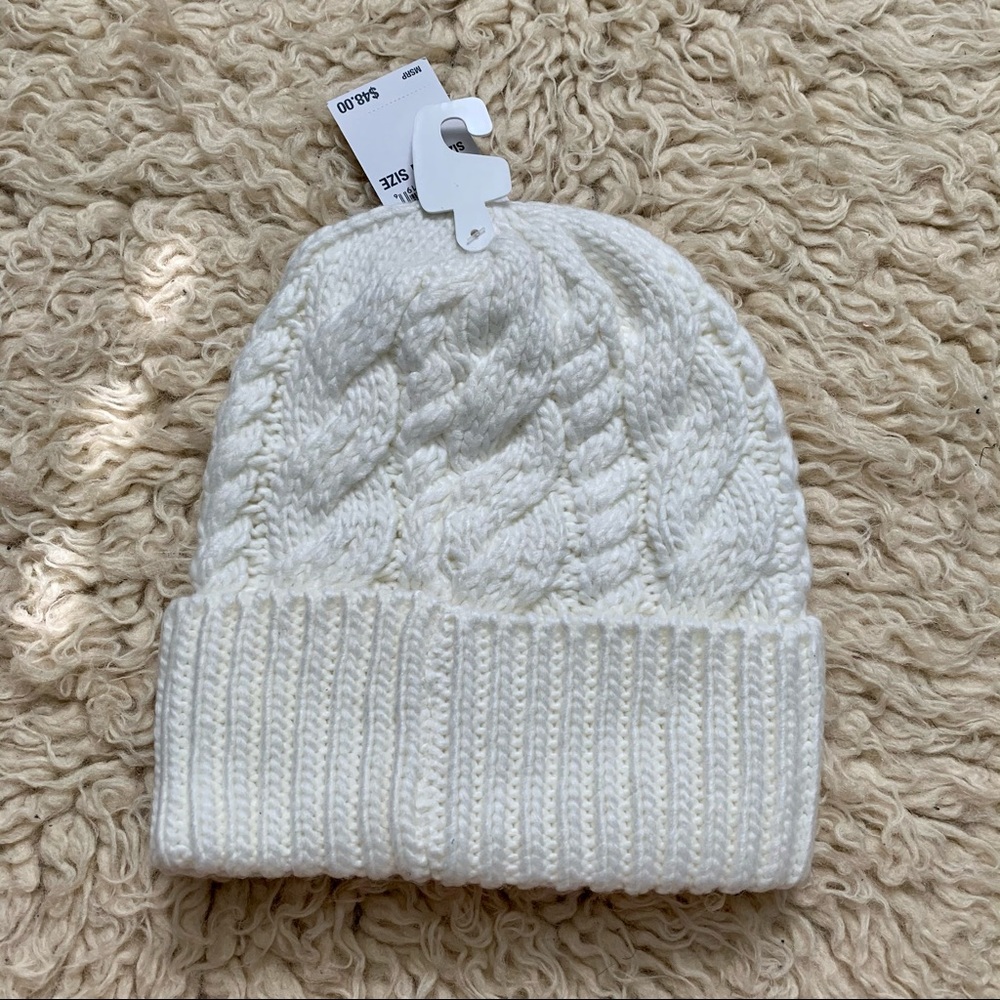 Michael Kors cream cable knit beanie NEW - Picture 3 of 4